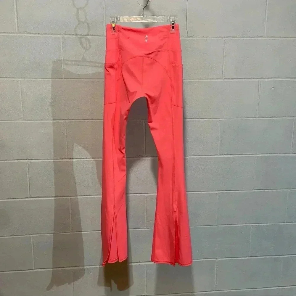 FP Movement by Free People Neon Coral Pink Flare Leggings Jumpsuit Set - Picture 11 of 13